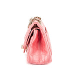 Shoulder Bag Reissue Mini Double Flap Crocodile Satin Pink Satin Croco Quilted