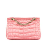 Shoulder Bag Reissue Mini Double Flap Crocodile Satin Pink Satin Croco Quilted