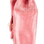 Shoulder Bag Reissue Mini Double Flap Crocodile Satin Pink Satin Croco Quilted