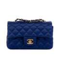 Shoulder Bag Classic Flap Satin Blue Satin