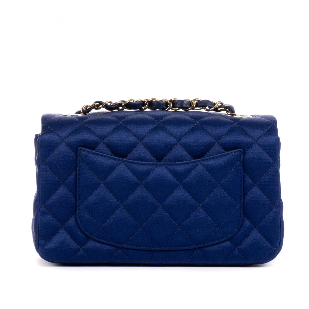 Shoulder Bag Classic Flap Satin Blue Satin
