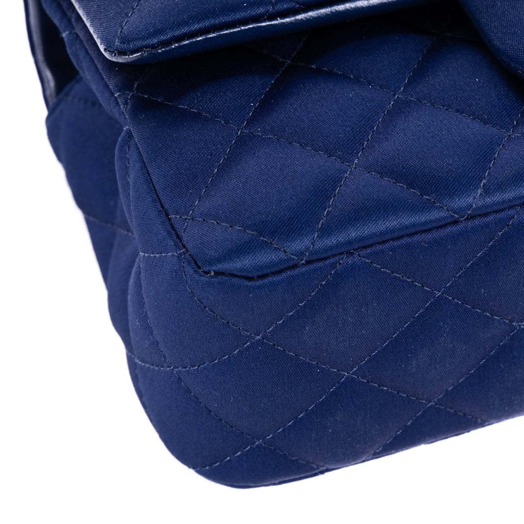 Shoulder Bag Classic Flap Satin Blue Satin