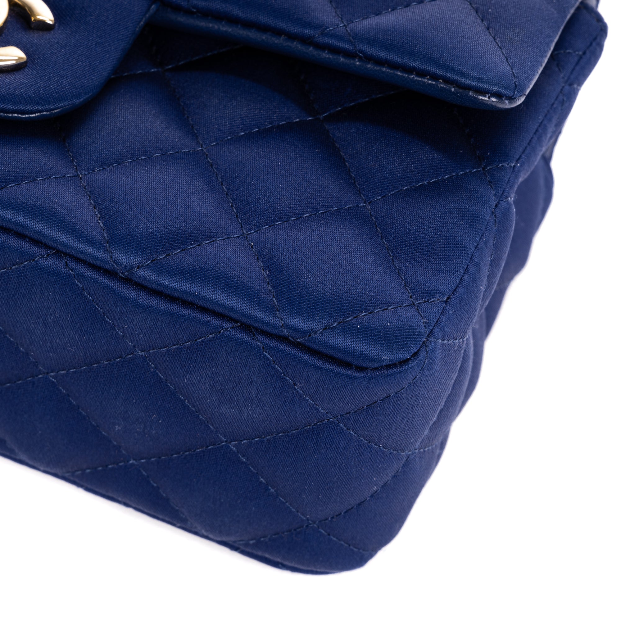 Shoulder Bag Classic Flap Satin Blue Satin