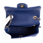 Shoulder Bag Classic Flap Satin Blue Satin