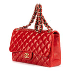 Shoulder Bag Ltd. Ed. Classic Jumbo Flap Red Lambskin Quilted Leather