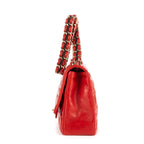 Shoulder Bag Ltd. Ed. Classic Jumbo Flap Red Lambskin Quilted Leather