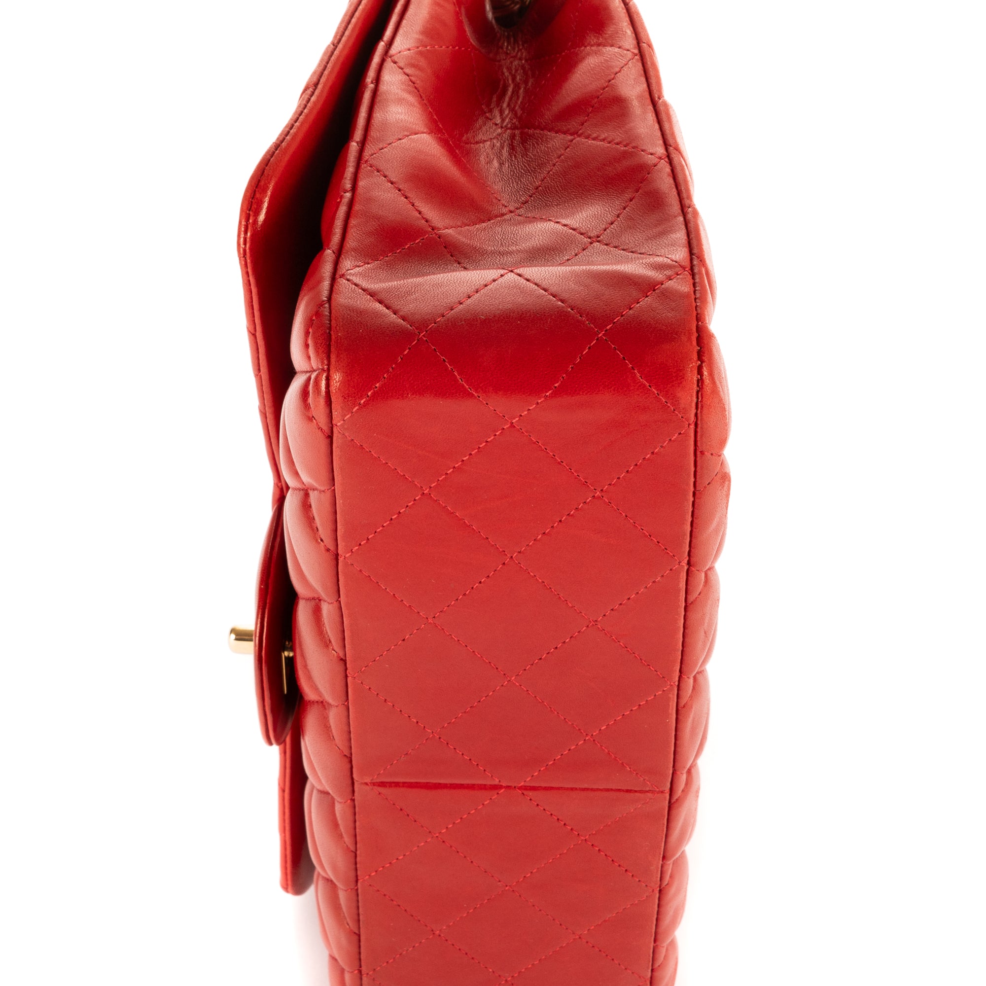 Shoulder Bag Ltd. Ed. Classic Jumbo Flap Red Lambskin Quilted Leather