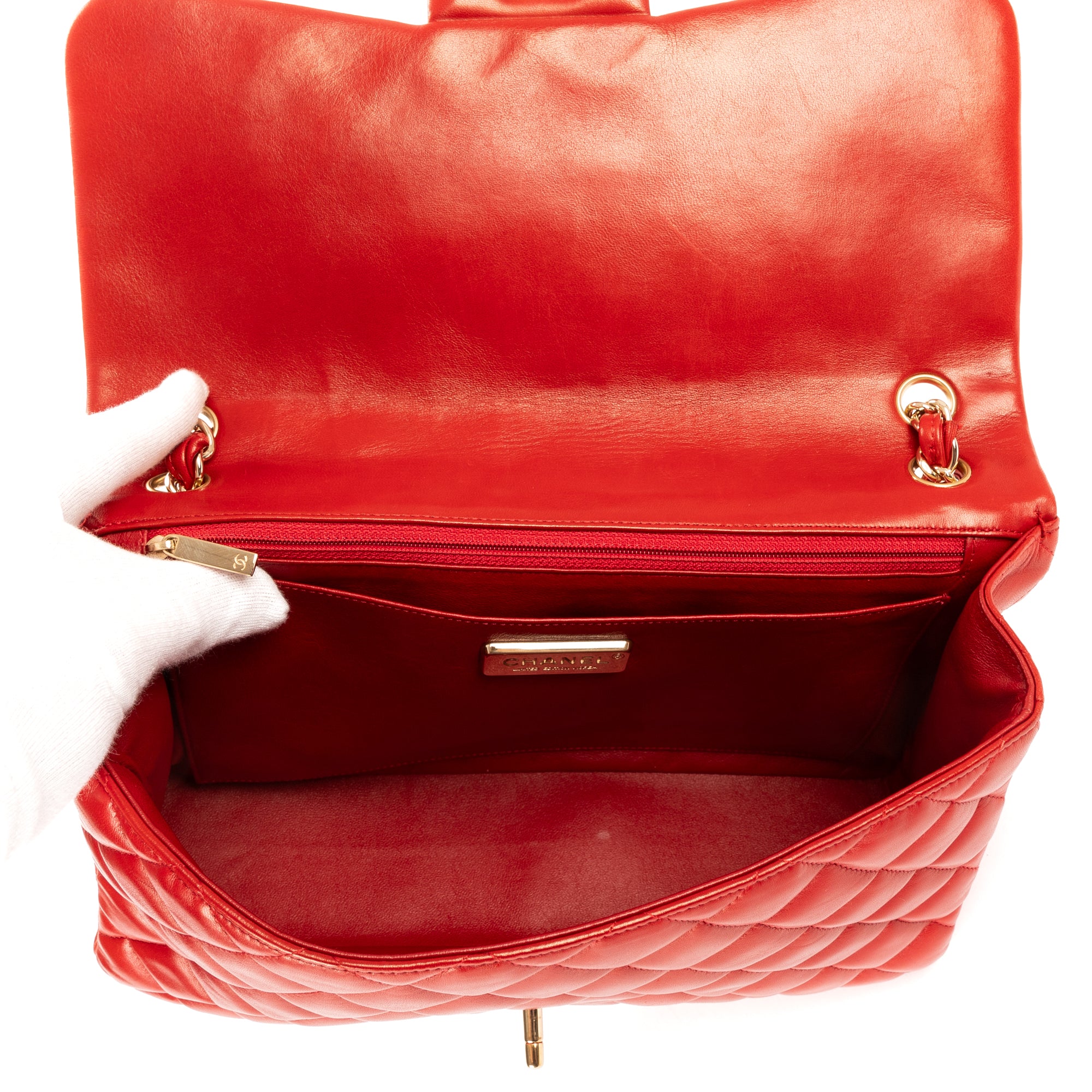 Shoulder Bag Ltd. Ed. Classic Jumbo Flap Red Lambskin Quilted Leather