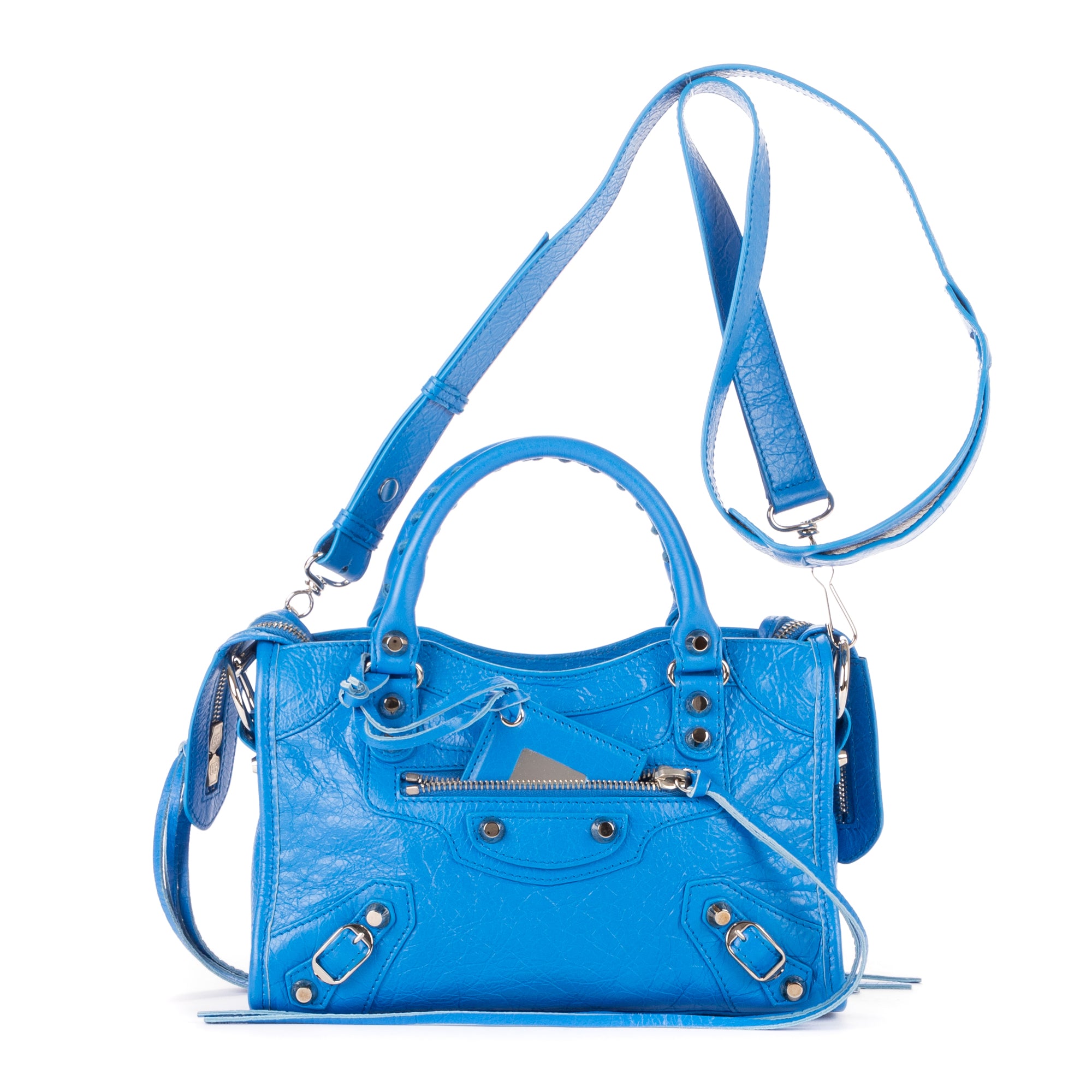 Handbag Classic City Mini Blue Aged Calfskin
