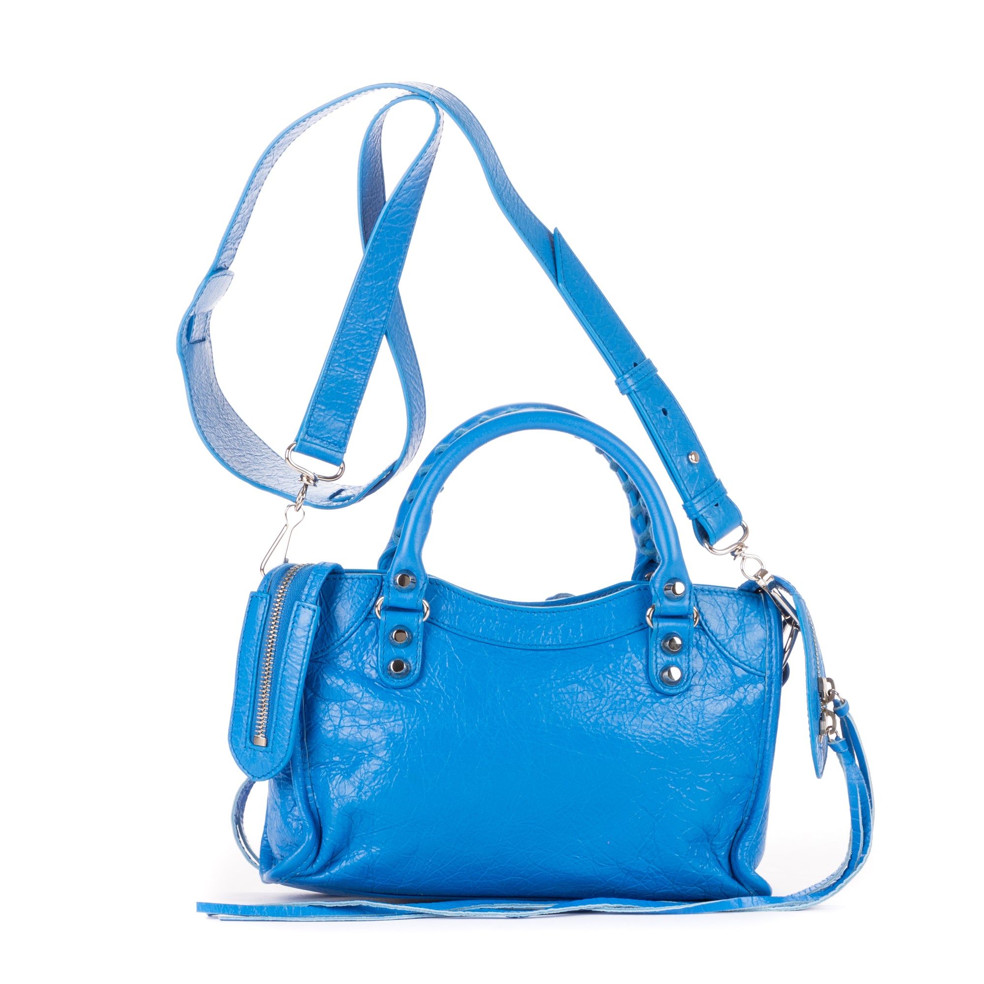 Handbag Classic City Mini Blue Aged Calfskin