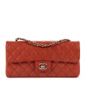 Shoulder Bag East West Flap Red Caviar Quilted Leather