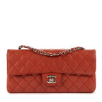 Shoulder Bag East West Flap Red Caviar Quilted Leather