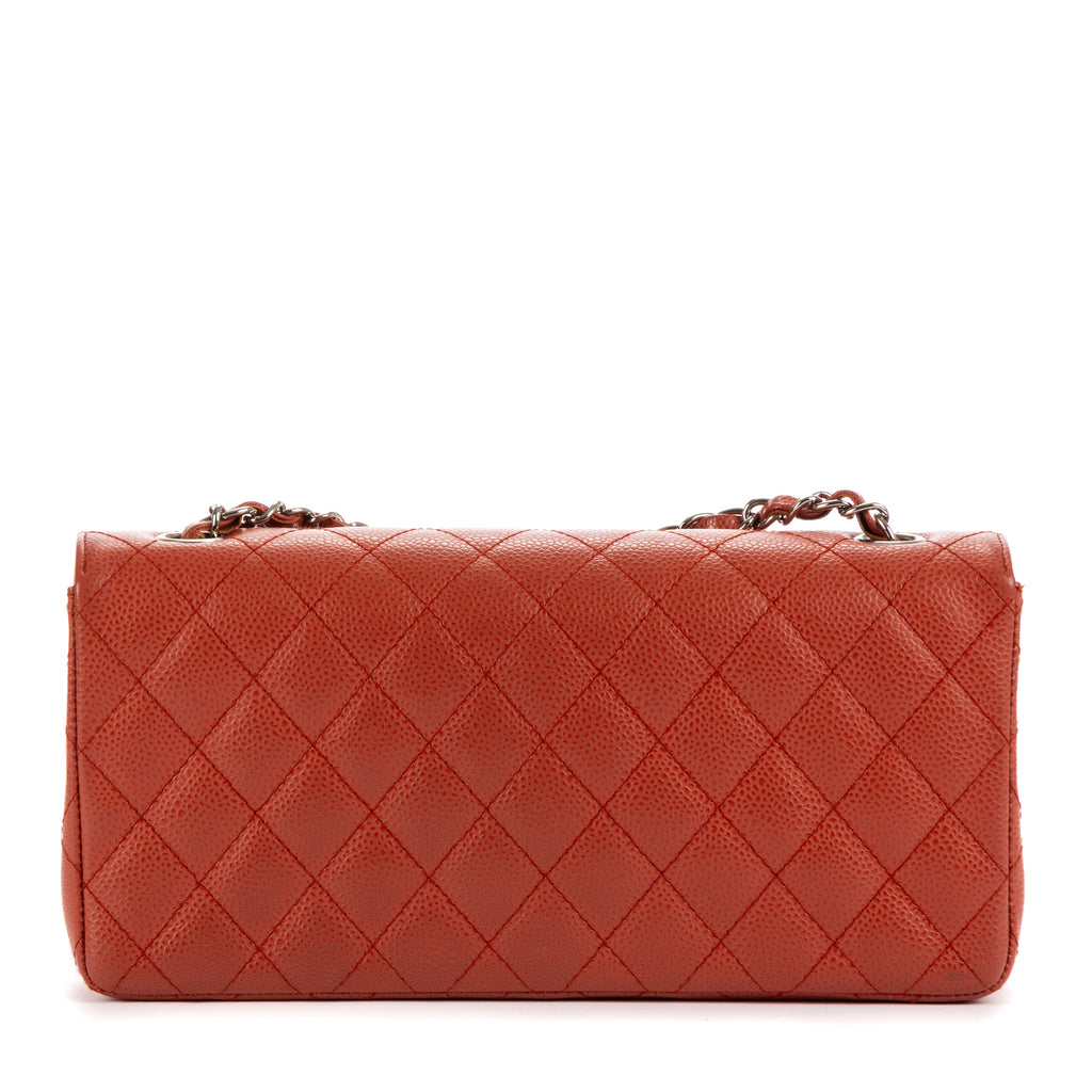 Shoulder Bag East West Flap Red Caviar Quilted Leather