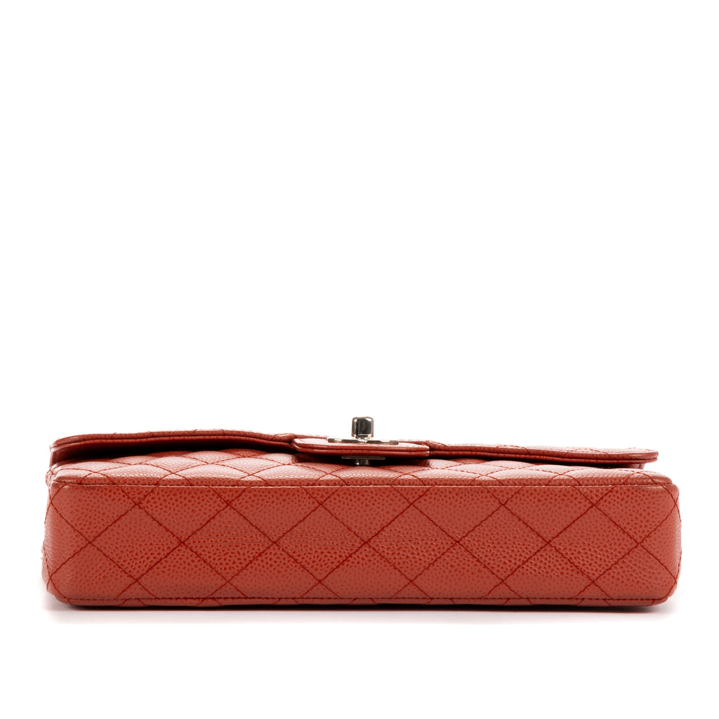 Shoulder Bag East West Flap Red Caviar Quilted Leather