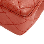 Shoulder Bag East West Flap Red Caviar Quilted Leather
