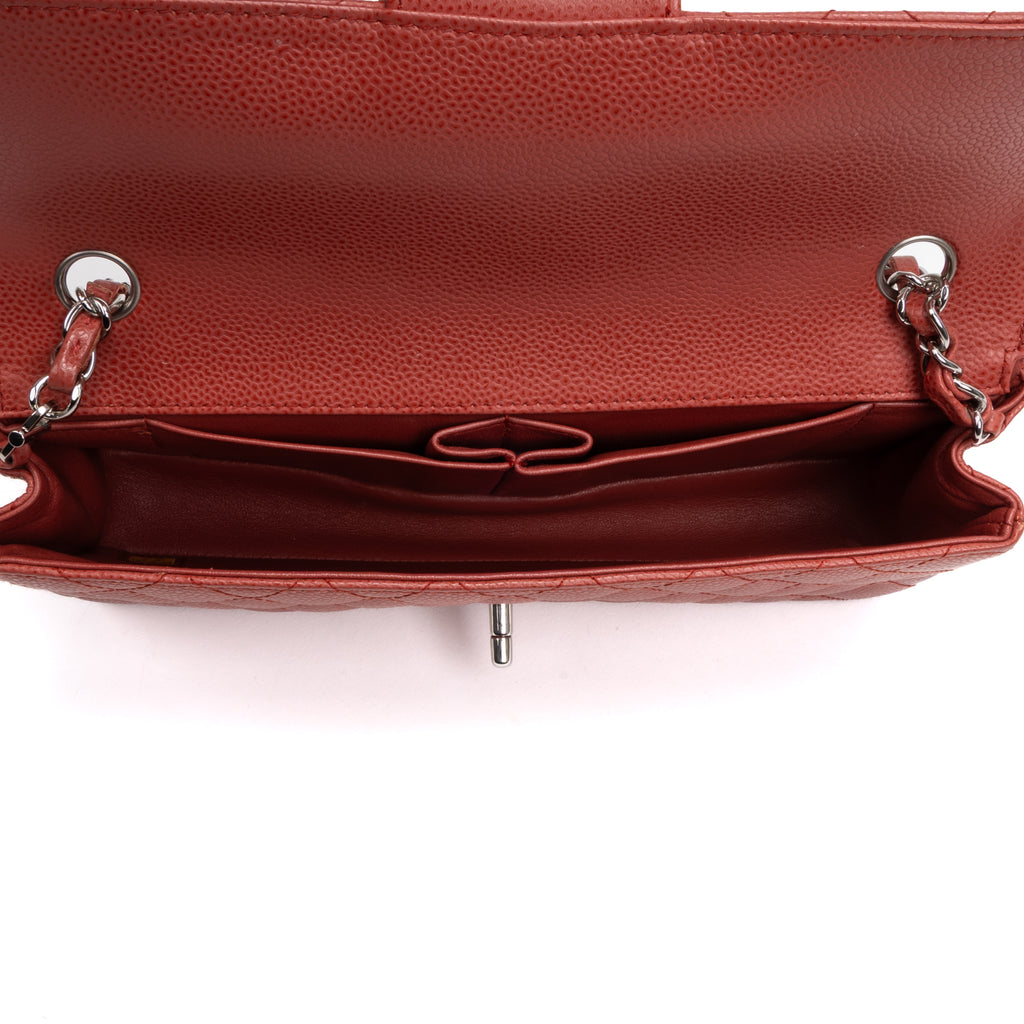 Shoulder Bag East West Flap Red Caviar Quilted Leather