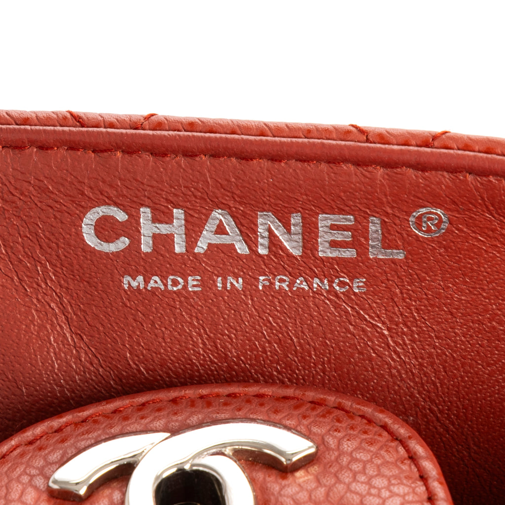 Shoulder Bag East West Flap Red Caviar Quilted Leather