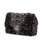 Shoulder Bag Ltd. Ed. Sequins Single Flap 25 Black Sequins Canvas