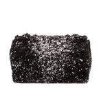 Shoulder Bag Ltd. Ed. Sequins Single Flap 25 Black Sequins Canvas