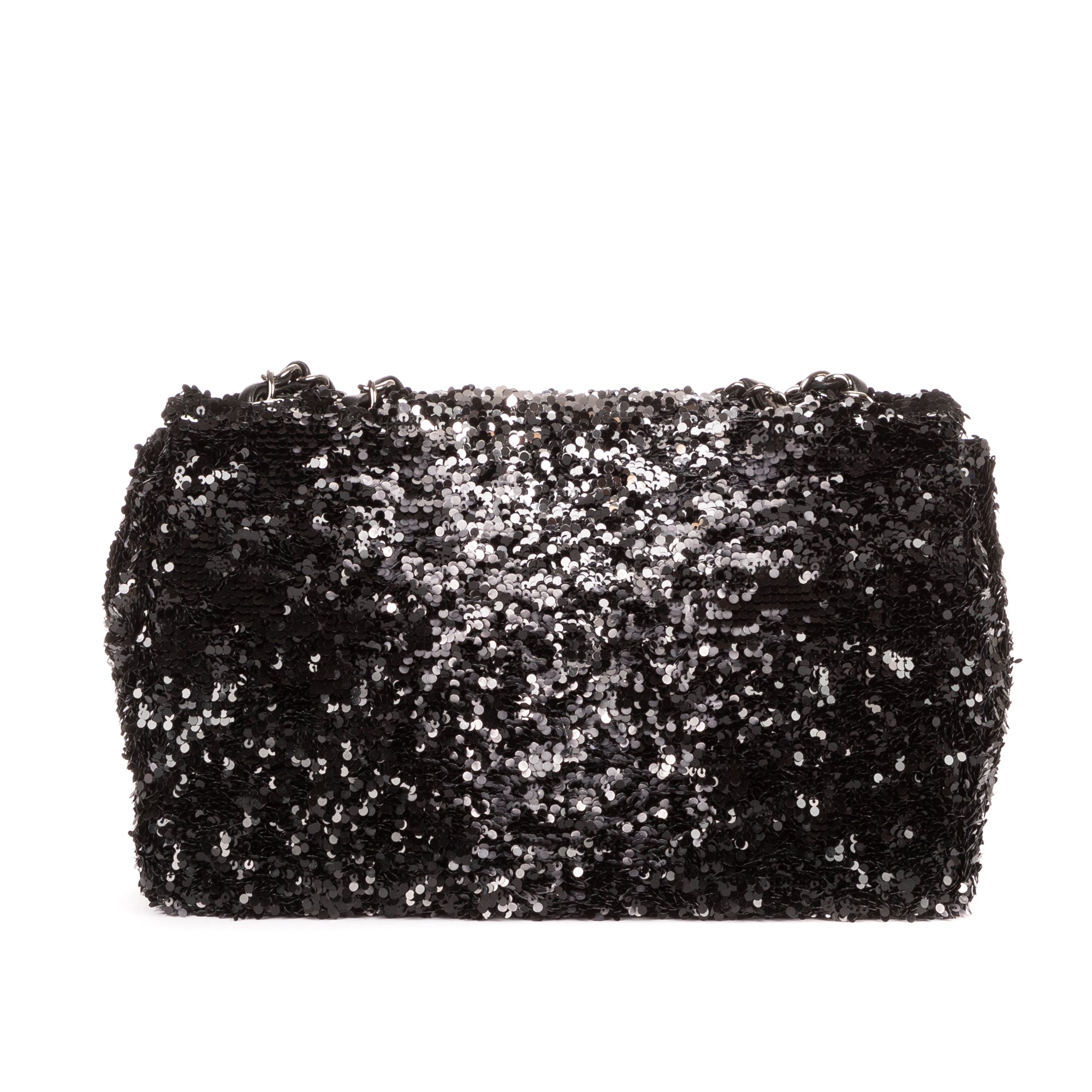 Shoulder Bag Ltd. Ed. Sequins Single Flap 25 Black Sequins Canvas