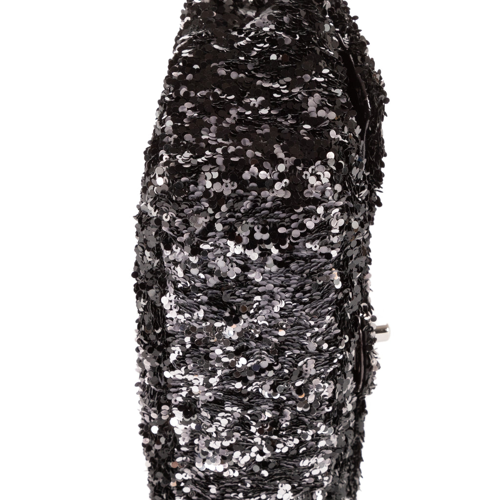 Shoulder Bag Ltd. Ed. Sequins Single Flap 25 Black Sequins Canvas