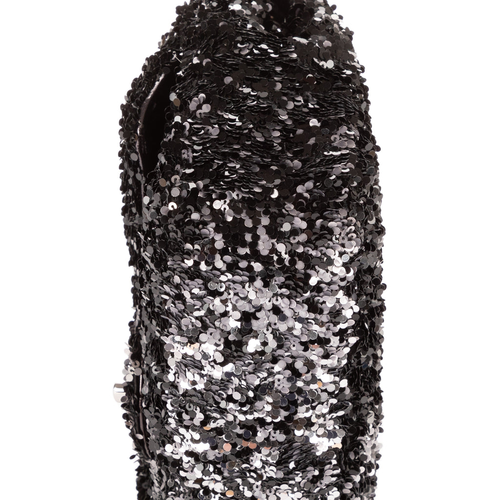 Shoulder Bag Ltd. Ed. Sequins Single Flap 25 Black Sequins Canvas