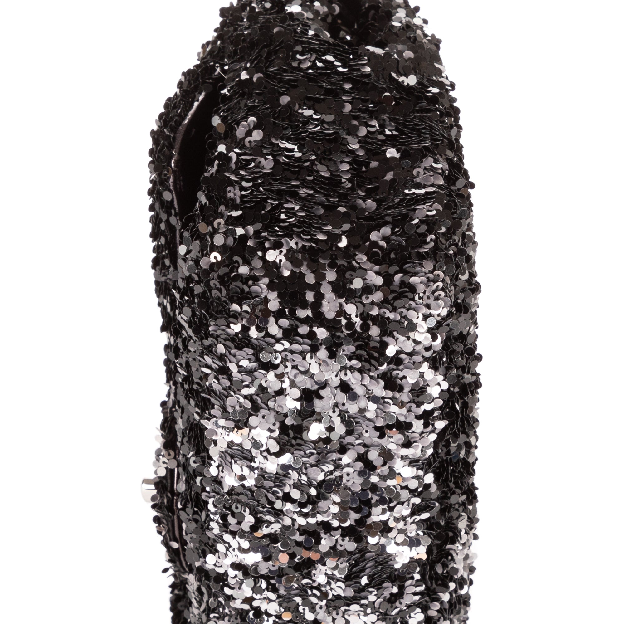 Shoulder Bag Ltd. Ed. Sequins Single Flap 25 Black Sequins Canvas