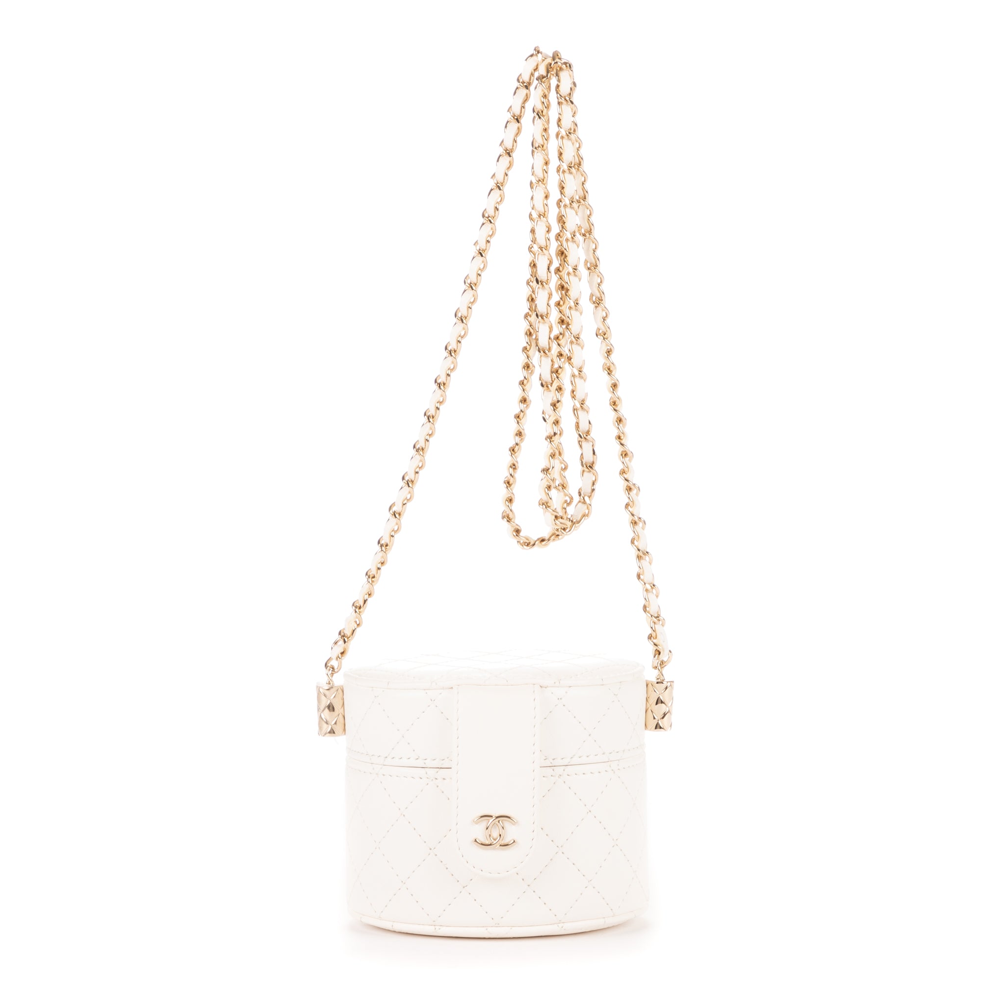 Bolso de hombro Cosmético Neceser Cadena Bandolera Piel de becerro blanca Acolchado