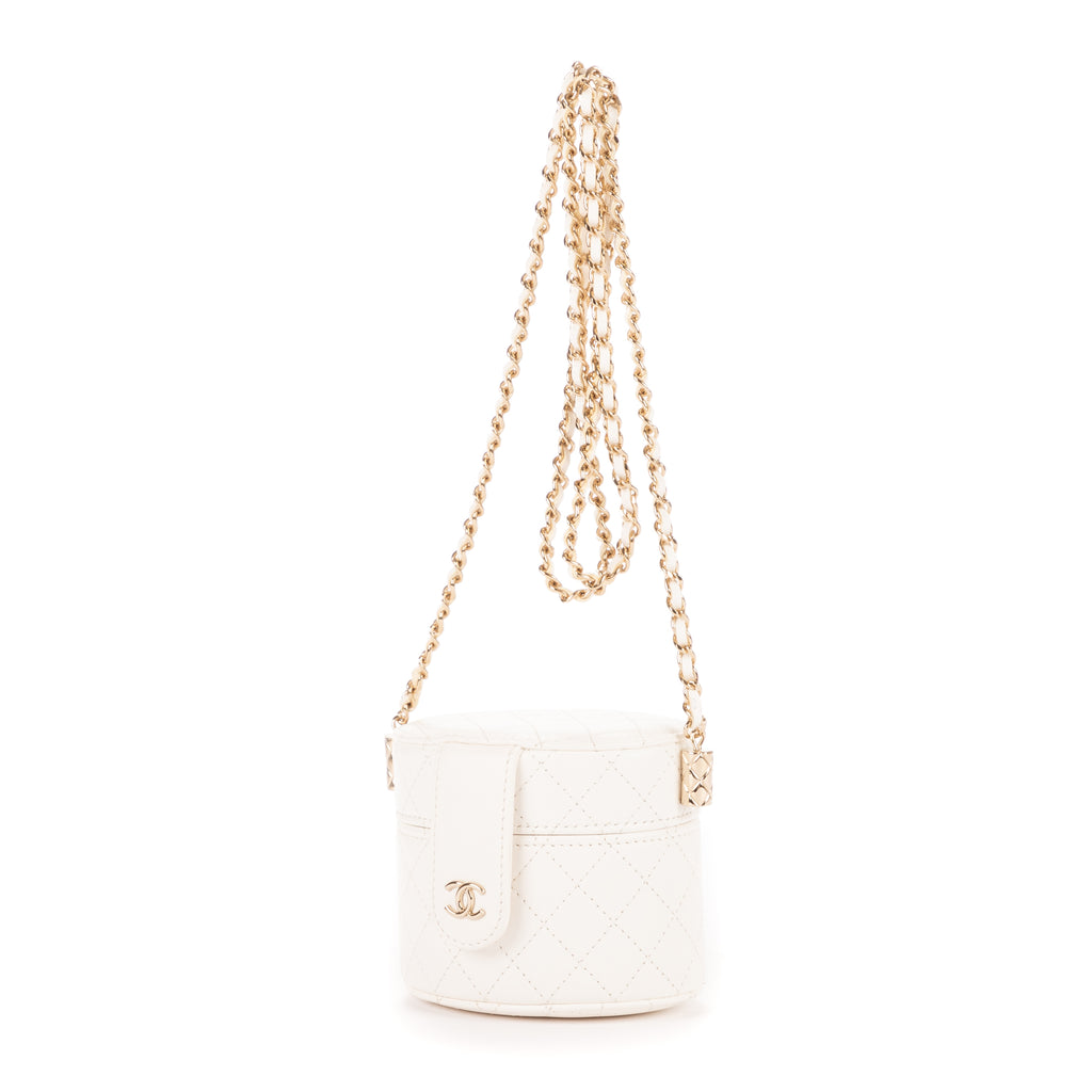 Bolso de hombro Cosmético Neceser Cadena Bandolera Piel de becerro blanca Acolchado