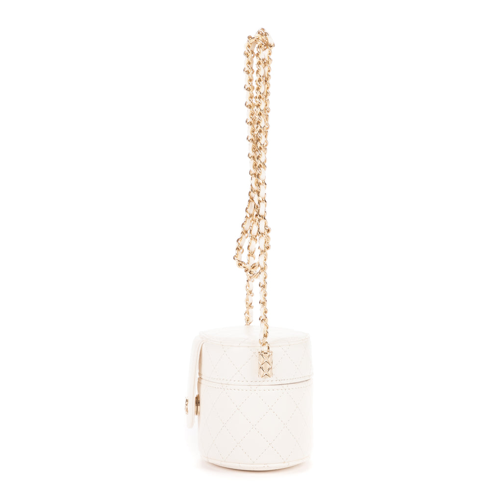 Bolso de hombro Cosmético Neceser Cadena Bandolera Piel de becerro blanca Acolchado