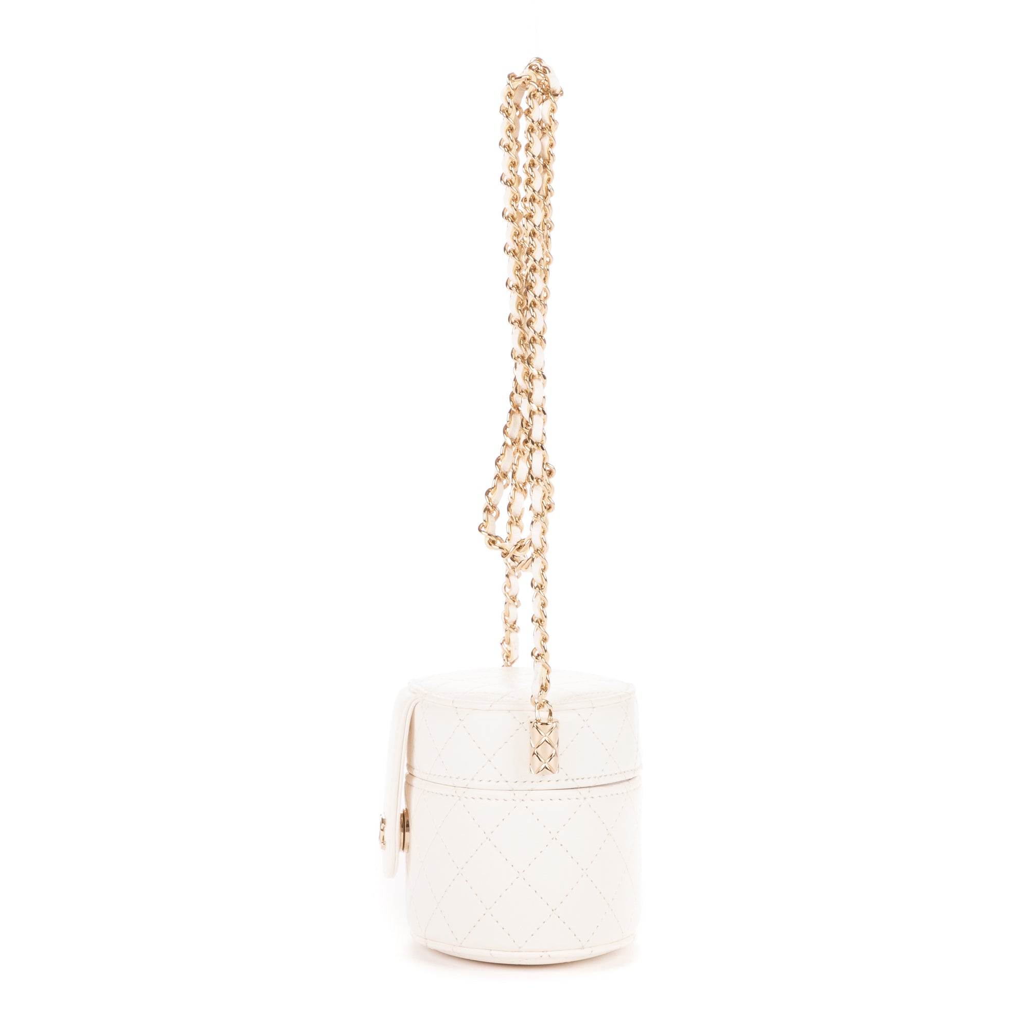 Bolso de hombro Cosmético Neceser Cadena Bandolera Piel de becerro blanca Acolchado