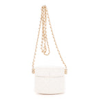 Bolso de hombro Cosmético Neceser Cadena Bandolera Piel de becerro blanca Acolchado