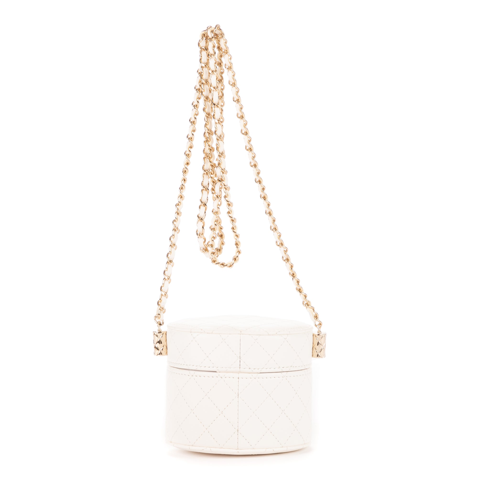 Bolso de hombro Cosmético Neceser Cadena Bandolera Piel de becerro blanca Acolchado