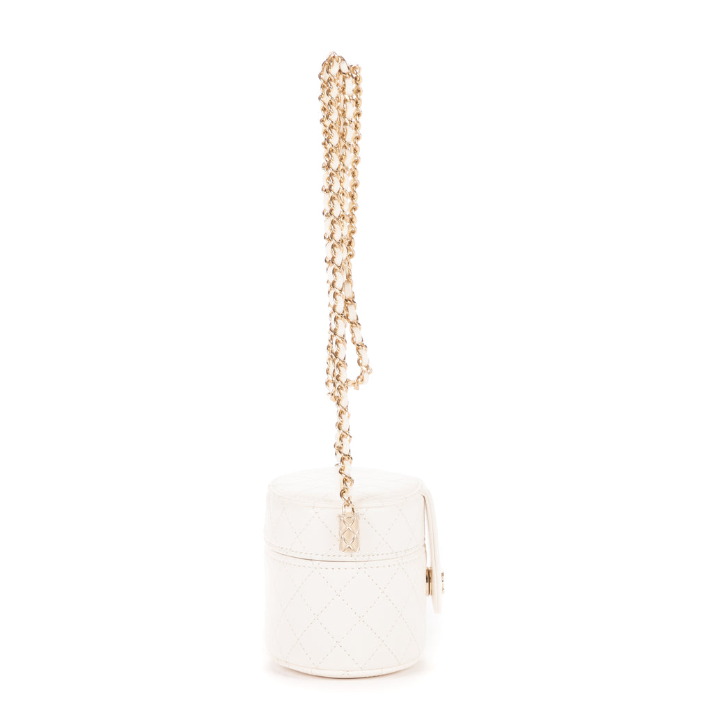 Bolso de hombro Cosmético Neceser Cadena Bandolera Piel de becerro blanca Acolchado