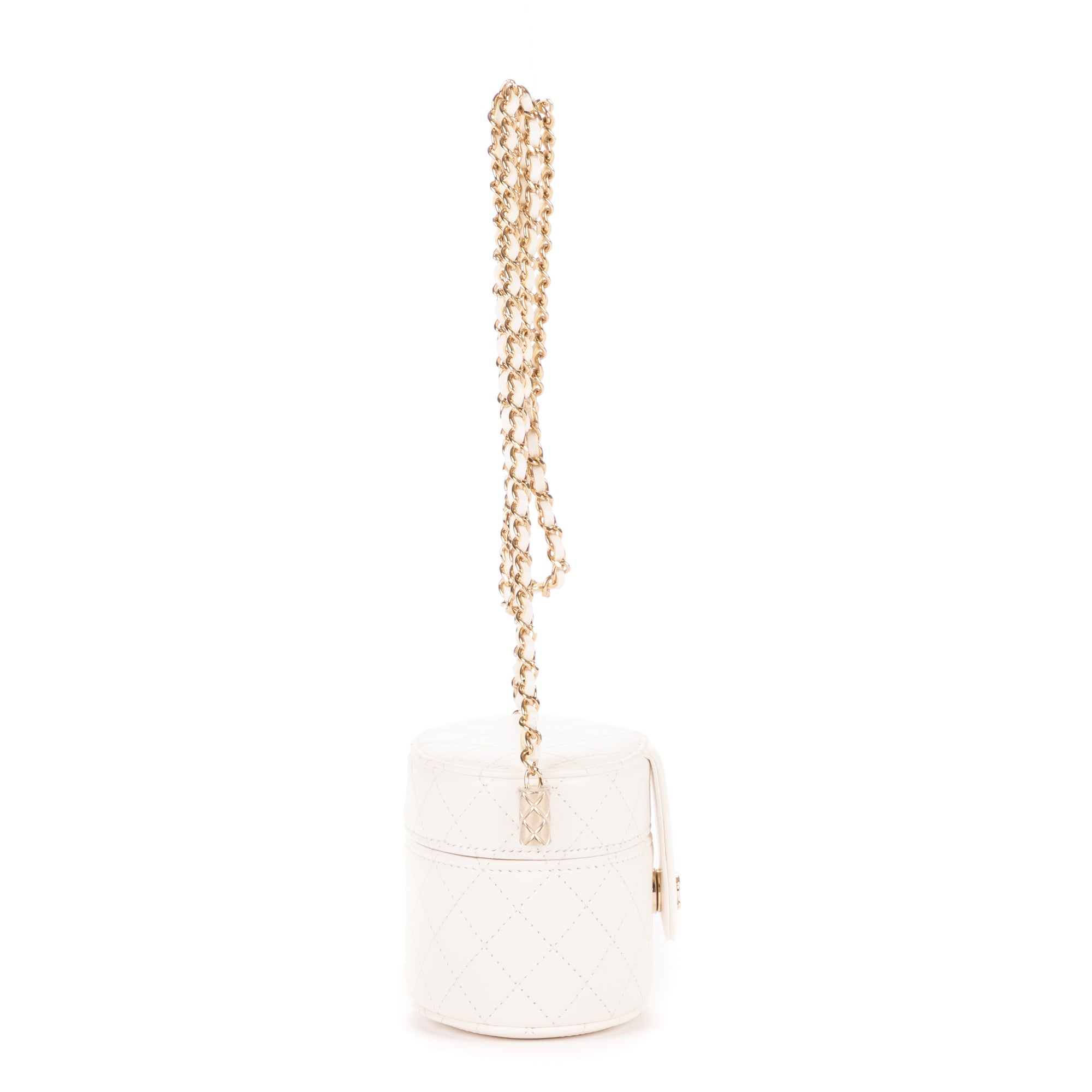 Bolso de hombro Cosmético Neceser Cadena Bandolera Piel de becerro blanca Acolchado