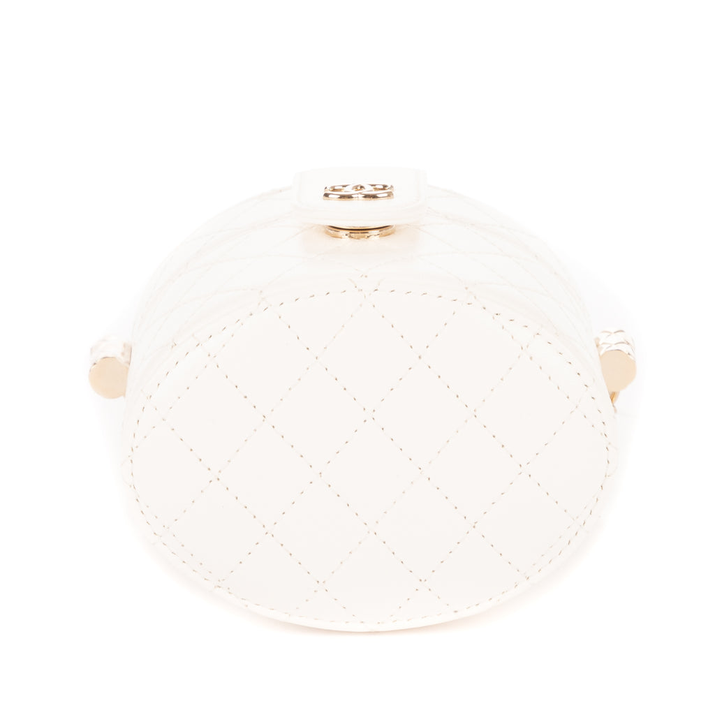 Bolso de hombro Cosmético Neceser Cadena Bandolera Piel de becerro blanca Acolchado