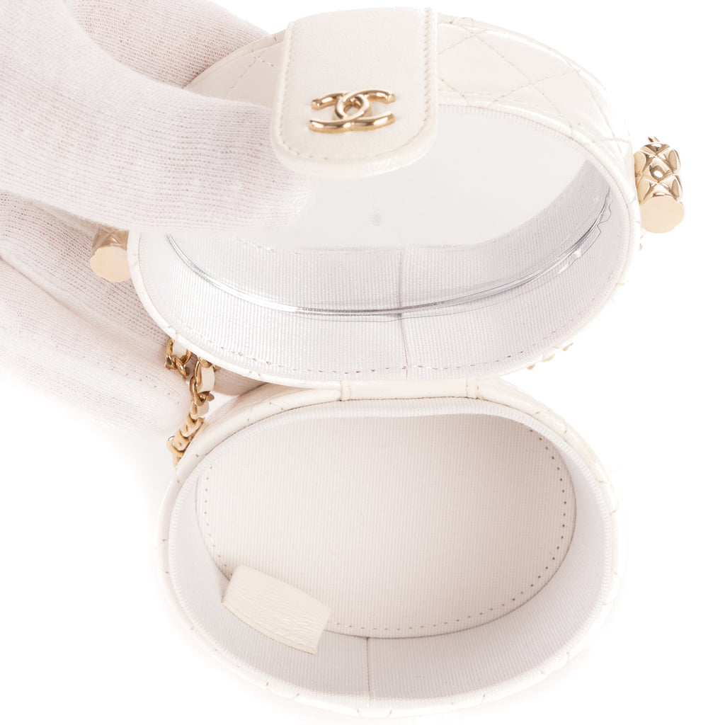Bolso de hombro Cosmético Neceser Cadena Bandolera Piel de becerro blanca Acolchado