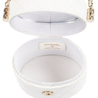 Shoulder Bag Cosmetic Vanity Chain Crossbody White Calfskin Quilted Leather