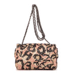 Shoulder Bag Ltd. Ed. Classic Mini Sequins Single Flap 19 Beige Sequins Canvas