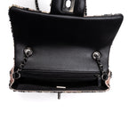 Shoulder Bag Ltd. Ed. Classic Mini Sequins Single Flap 19 Beige Sequins Canvas