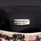 Shoulder Bag Ltd. Ed. Classic Mini Sequins Single Flap 19 Beige Sequins Canvas
