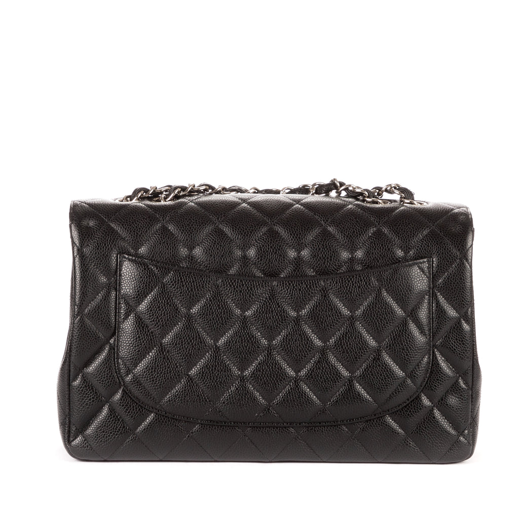 Shoulder Bag Classic Jumbo Double Flap 30 Black Caviar Quilted Leather