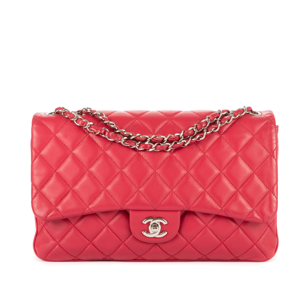 Shoulder Bag Classic Single Flap 3 compartments Pink Calfskin Quilted Leather