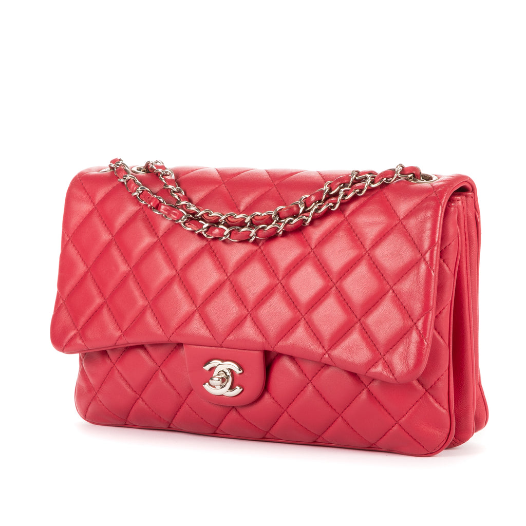 Shoulder Bag Classic Single Flap 3 compartments Pink Calfskin Quilted Leather