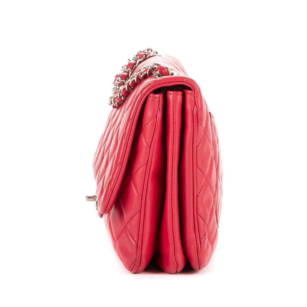 Shoulder Bag Classic Single Flap 3 compartments Pink Calfskin Quilted Leather