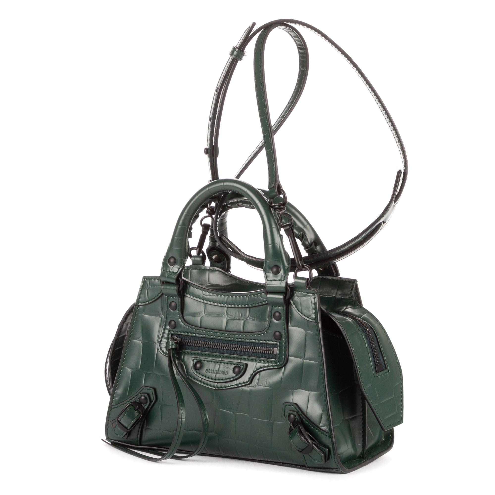 Handbag Neo Classic City Green Crocodile Embossed Calfskin Leather