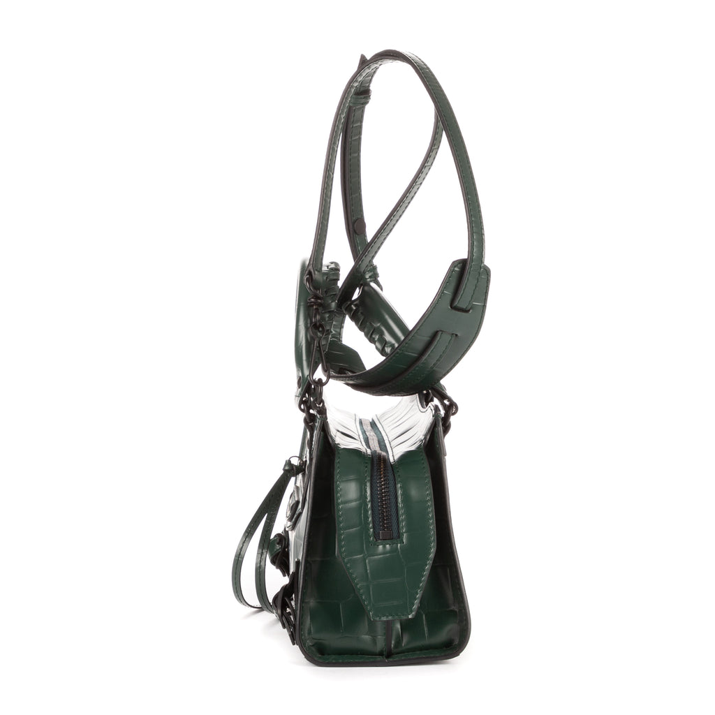 Bolso Neo Classic City de piel de becerro verde con relieve de cocodrilo