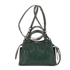 Bolso Neo Classic City de piel de becerro verde con relieve de cocodrilo