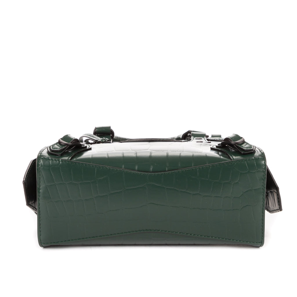 Bolso Neo Classic City de piel de becerro verde con relieve de cocodrilo