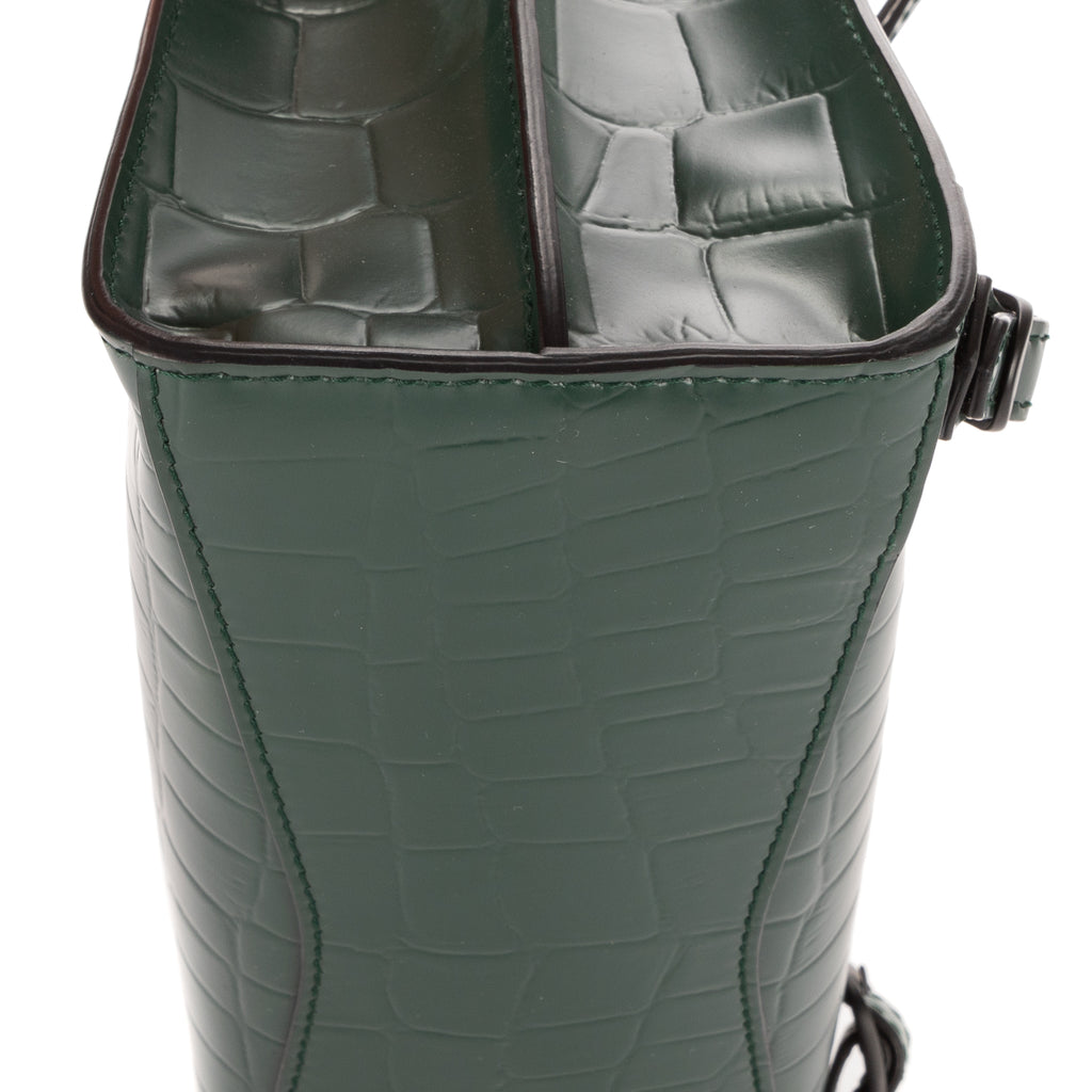 Bolso Neo Classic City de piel de becerro verde con relieve de cocodrilo